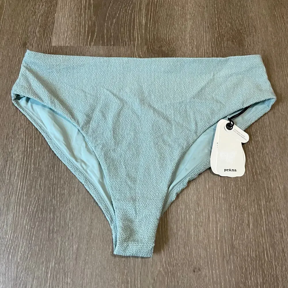 Prana Lahari Scrunch High Rise Swim Bottom Women's XL Saltwater Textured Cheeky